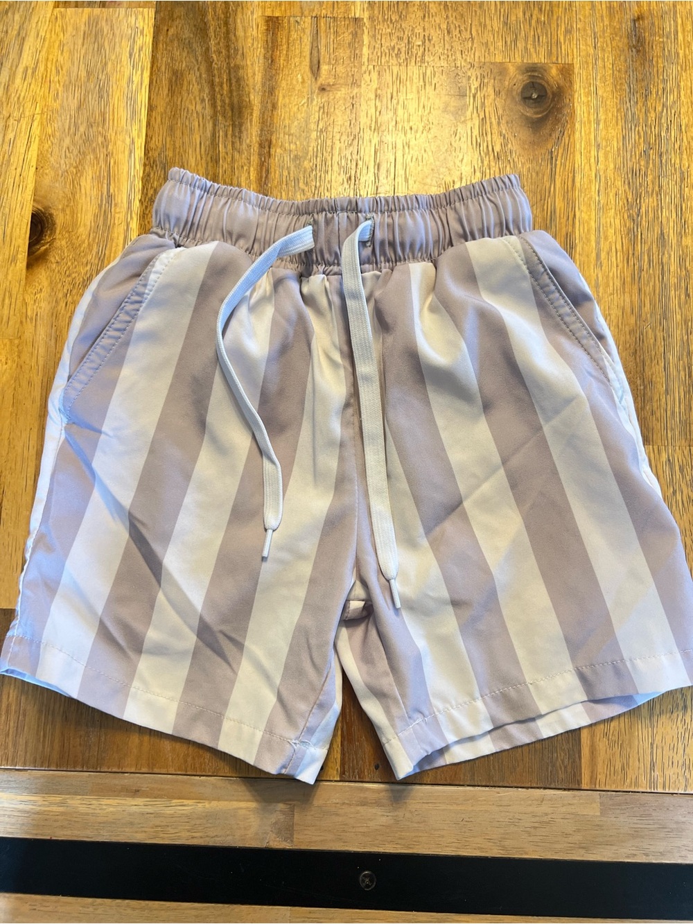 Kortni Jeane Men's Lavender and White Striped Athletic Shorts